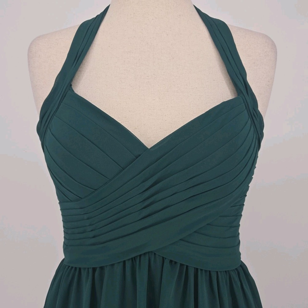 Kennedy Blue Ginger Chiffon Halter Neck Emerald Green Bridesmaid Dress Pleated 6